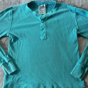 Jungmaven Teal Long Sleeve Henley Top